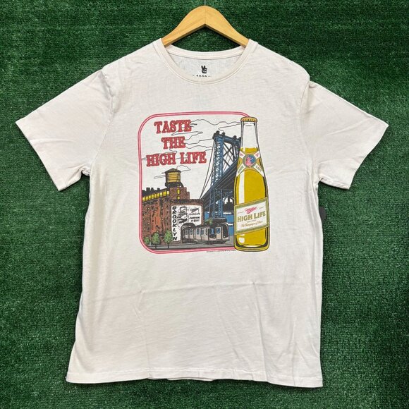 Miller High Life beige T-shirt in size large - Picture 1 of 4